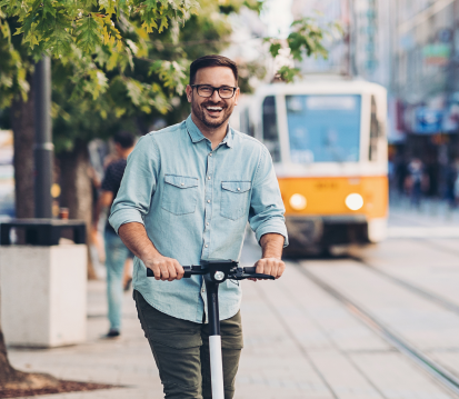 Man on scooter